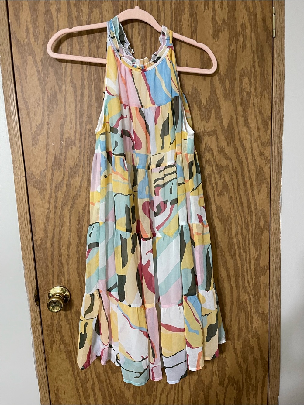 entro Multicolor Tiered Halter Dress